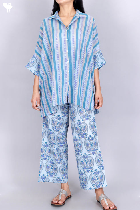 Cambric Cotton Palazzo Pants With Floral Print